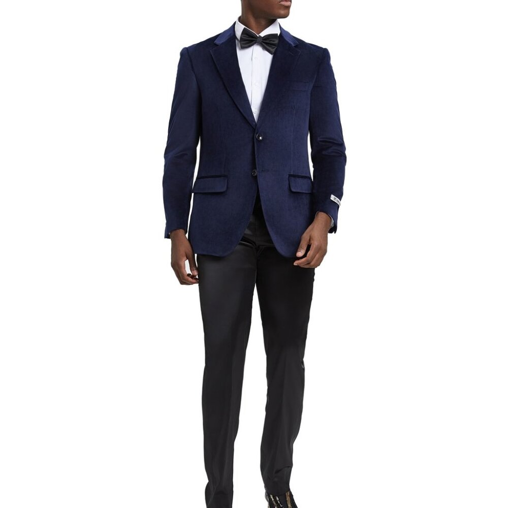 Navy Velvet Notch Lapel Stacy Adams Men's Jacket